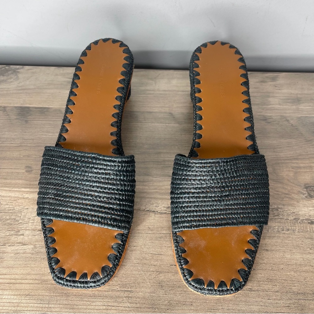 Women’s Carrie Forbes‎ vero curio Black Woven Slide Sandals size 39 - Picture 3 of 10